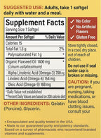 Nature Made Organic Flaxseed Oil dietary supplement packaging detailing omega 3 ALA content