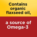 Side profile of Nature Made plant based flaxseed oil showing USP verification seal