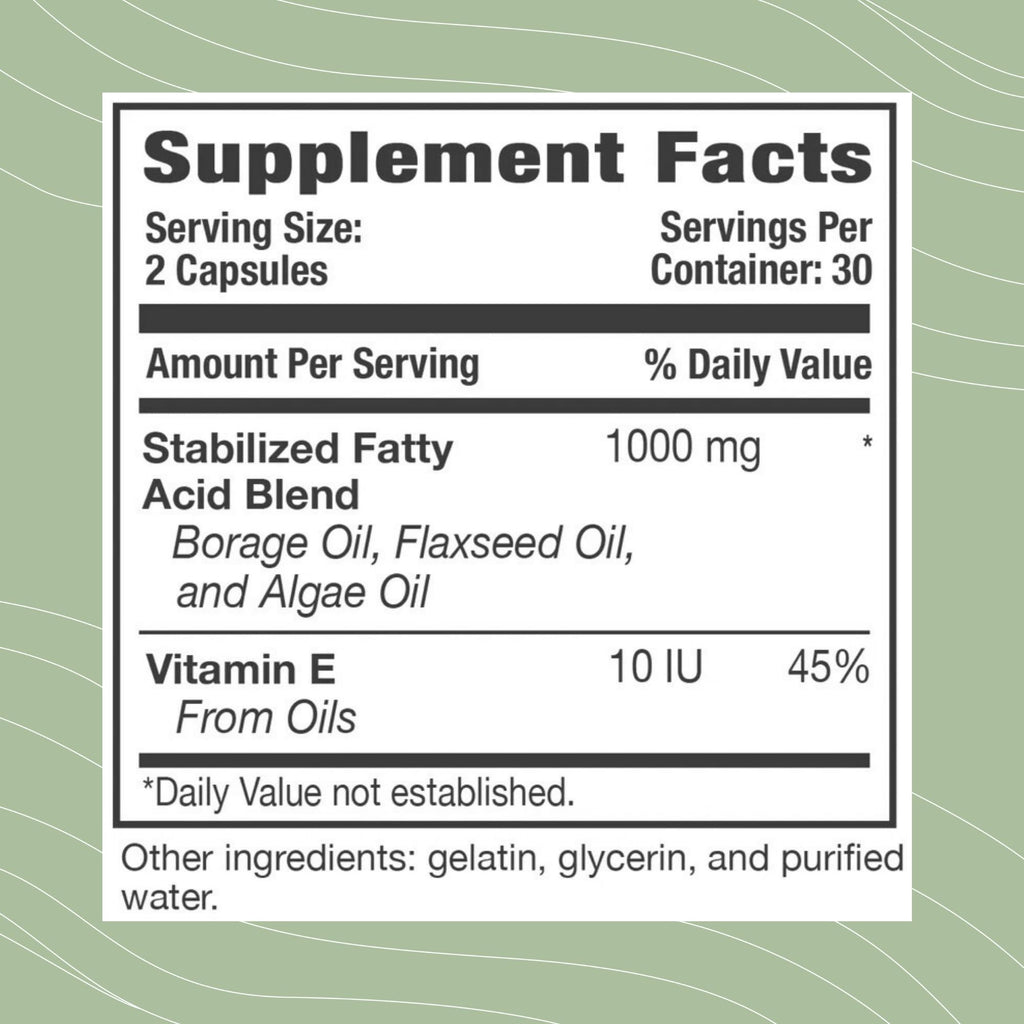 Plant based essential fatty acid supplement sixty vegetarian capsules label details