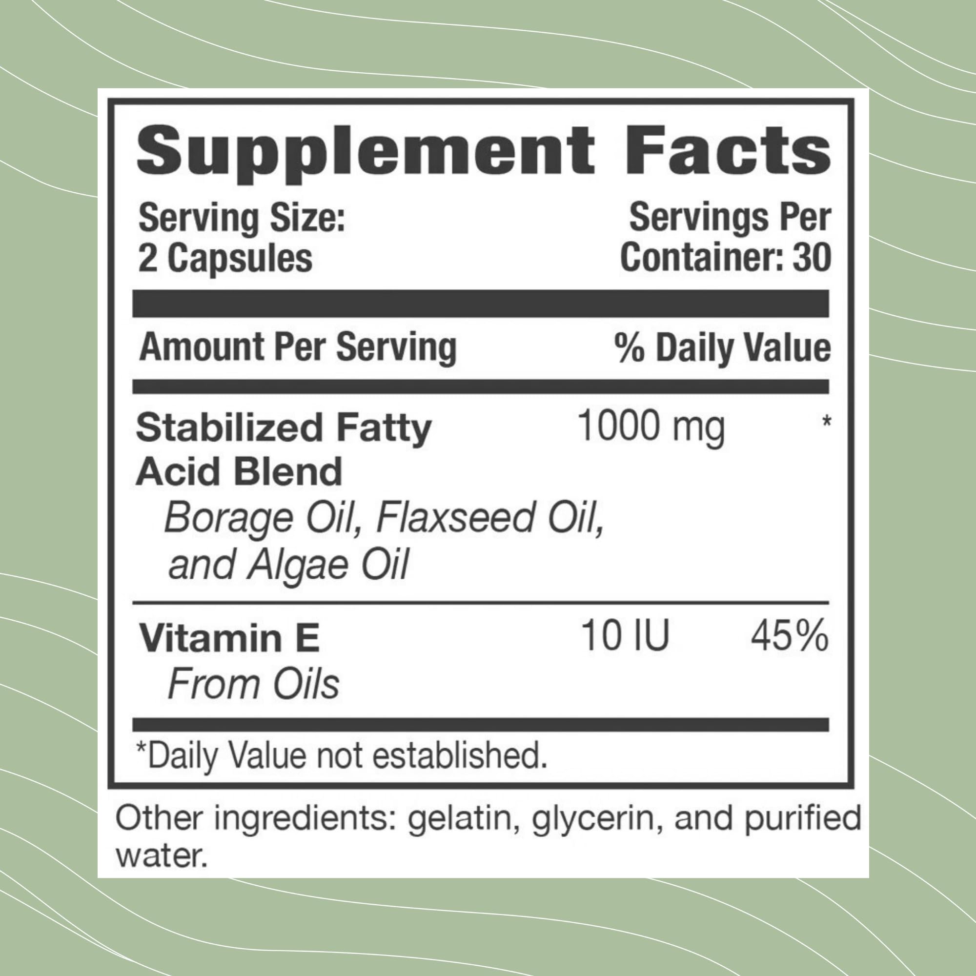 Plant based essential fatty acid supplement sixty vegetarian capsules label details