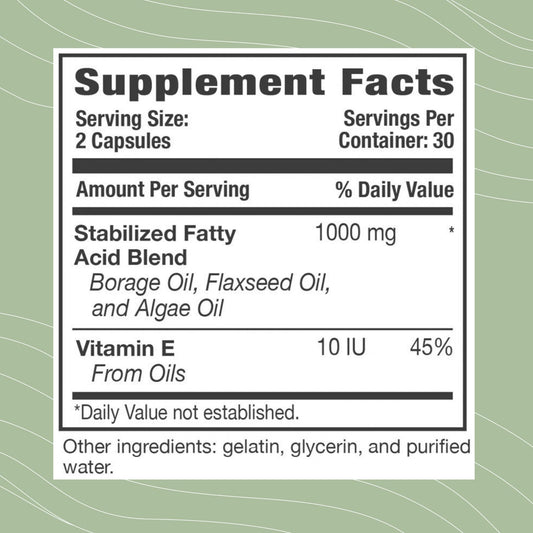 Plant based essential fatty acid supplement sixty vegetarian capsules label details