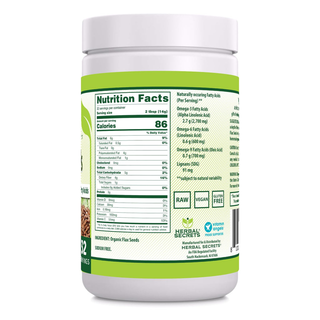 Herbal Secrets USA imported premium alsi seeds product packaging displaying nutritional facts