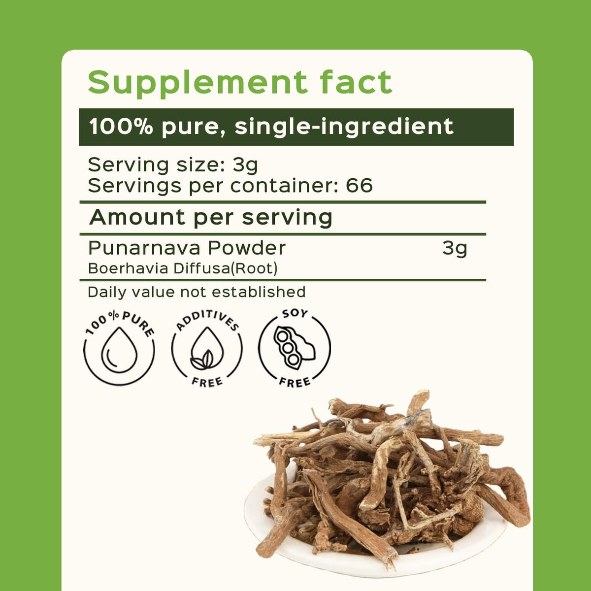 Boerhavia diffusa herbal supplement powder texture close up view