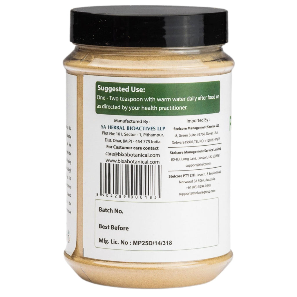 Punarnava Root Powder 200 grams container top angle layout for fluid balance