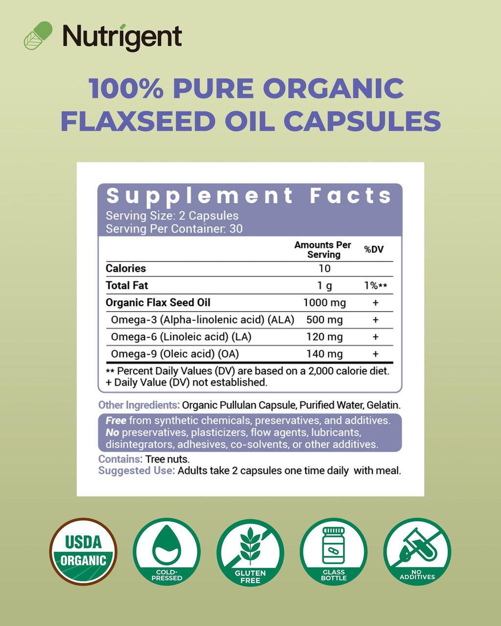 Nutrigent 1000 mg flaxseed oil supplement for heart and skin health benefits