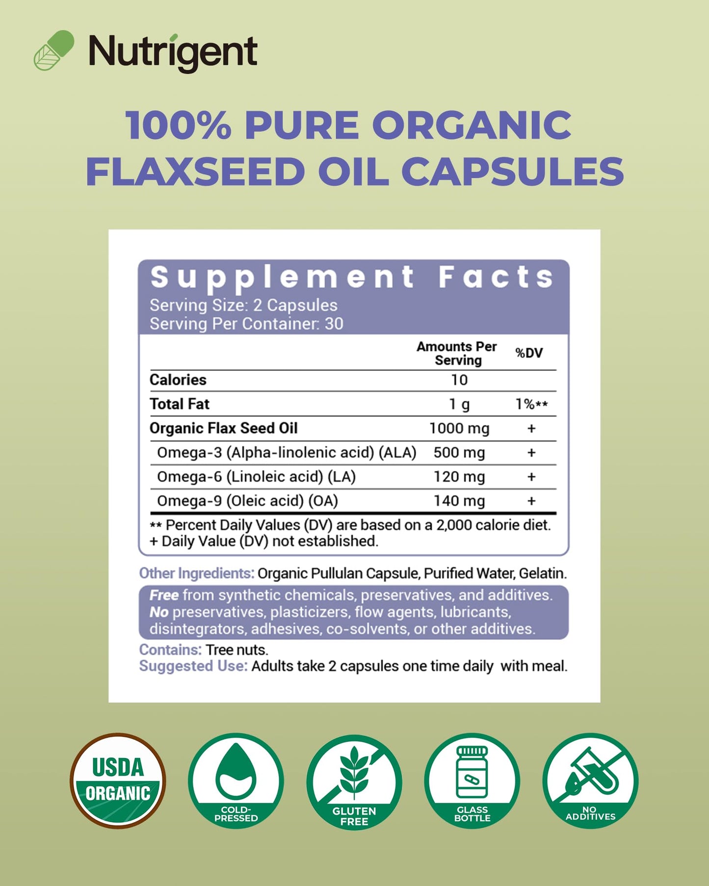 Nutrigent 1000 mg flaxseed oil supplement for heart and skin health benefits