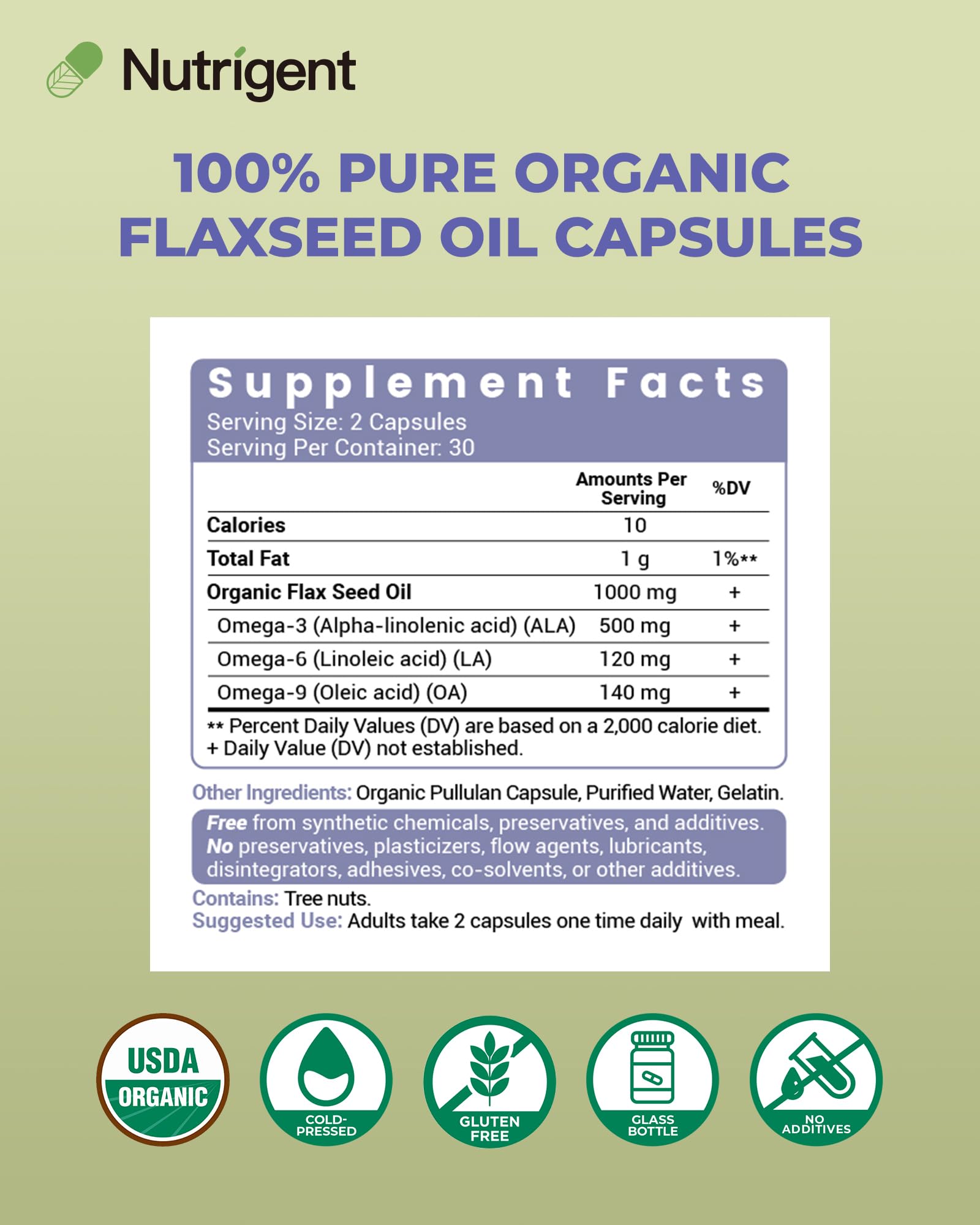Nutrigent 1000 mg flaxseed oil supplement for heart and skin health benefits