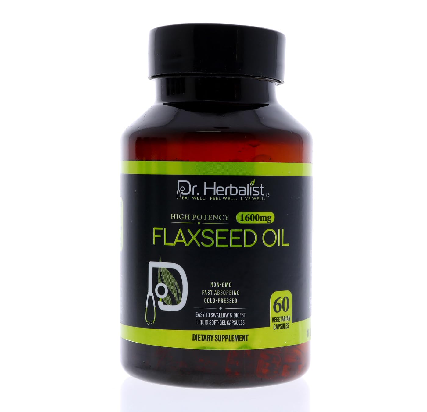 Dr. HERBALIST cold pressed liquid softgels close up view showcasing capsule quality