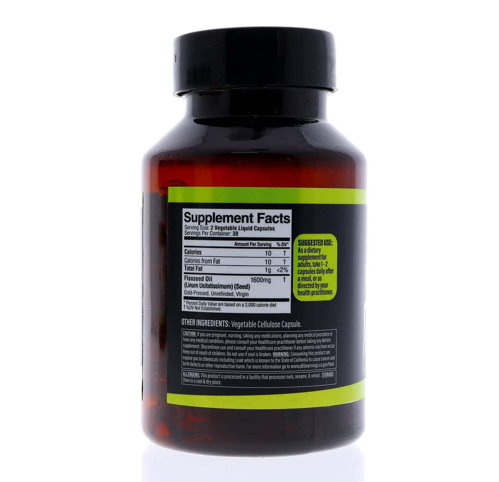 Dr. HERBALIST 1600mg flaxseed dietary supplement packaging details for heart support
