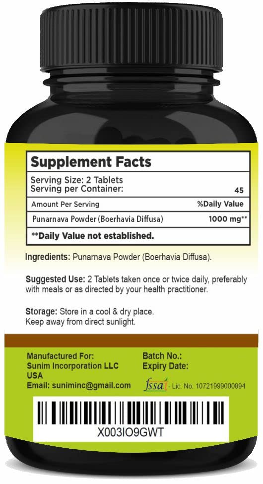 SunNature Boerhaavia diffusa herbal supplement for kidney health