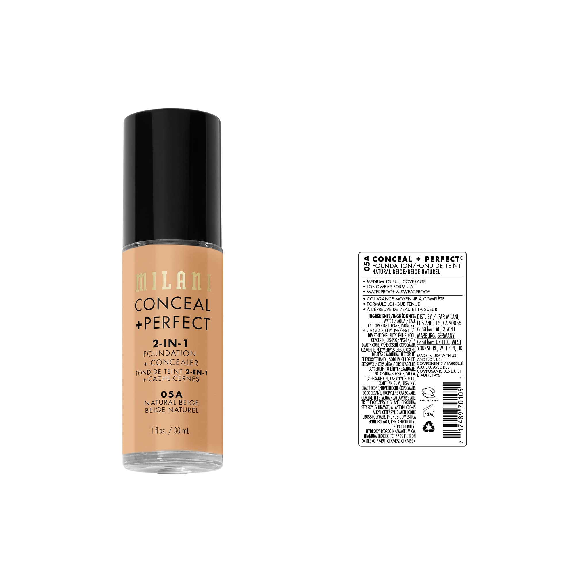 Milani 2 in 1 foundation pump dispenser close up showing creamy liquid texture