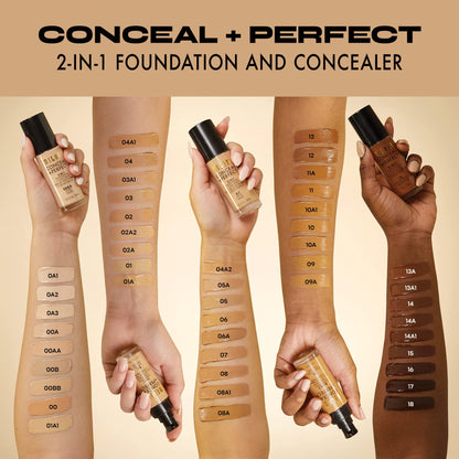 Milani Natural Beige medium to full coverage liquid foundation swatch on skin