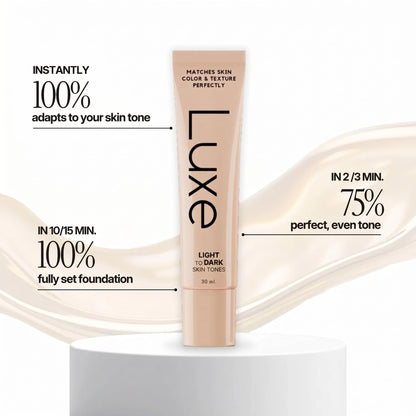 UNALUKA light to medium coverage buildable foundation showing its texture and shade adaptation.
