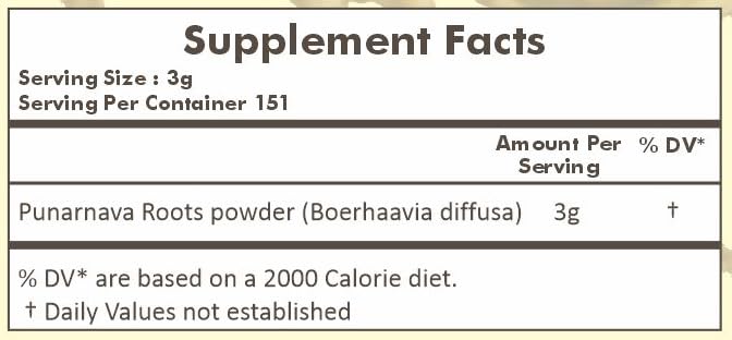 Herbal Hills Boerhavia Diffusa root powder dietary supplement for kidney health support