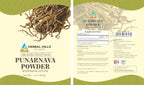 Herbal Hills Punarnava vegetarian and gluten free herbal powder back packaging directions