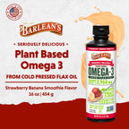 Barlean's Seriously Delicious plant based flax oil strawberry banana flavor emulsified formula