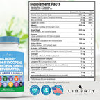 Liberty Lifestyle AREDS 2 inspired eye vitamins side label displaying complete supplement facts panel ingredients.