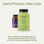 Nutriissa plant based omega supplement showing the light green bottle packaging and product details.