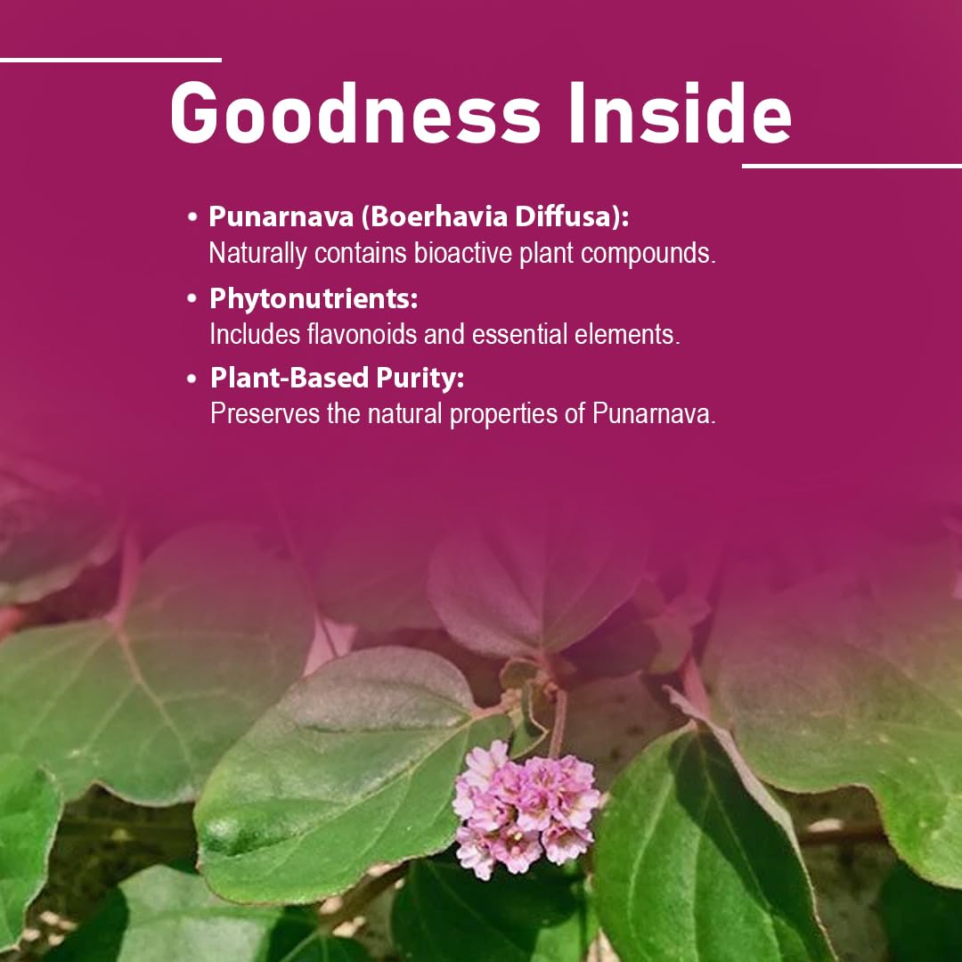 Pure Boerhaavia diffusa herbal supplement by minature showing natural product certifications
