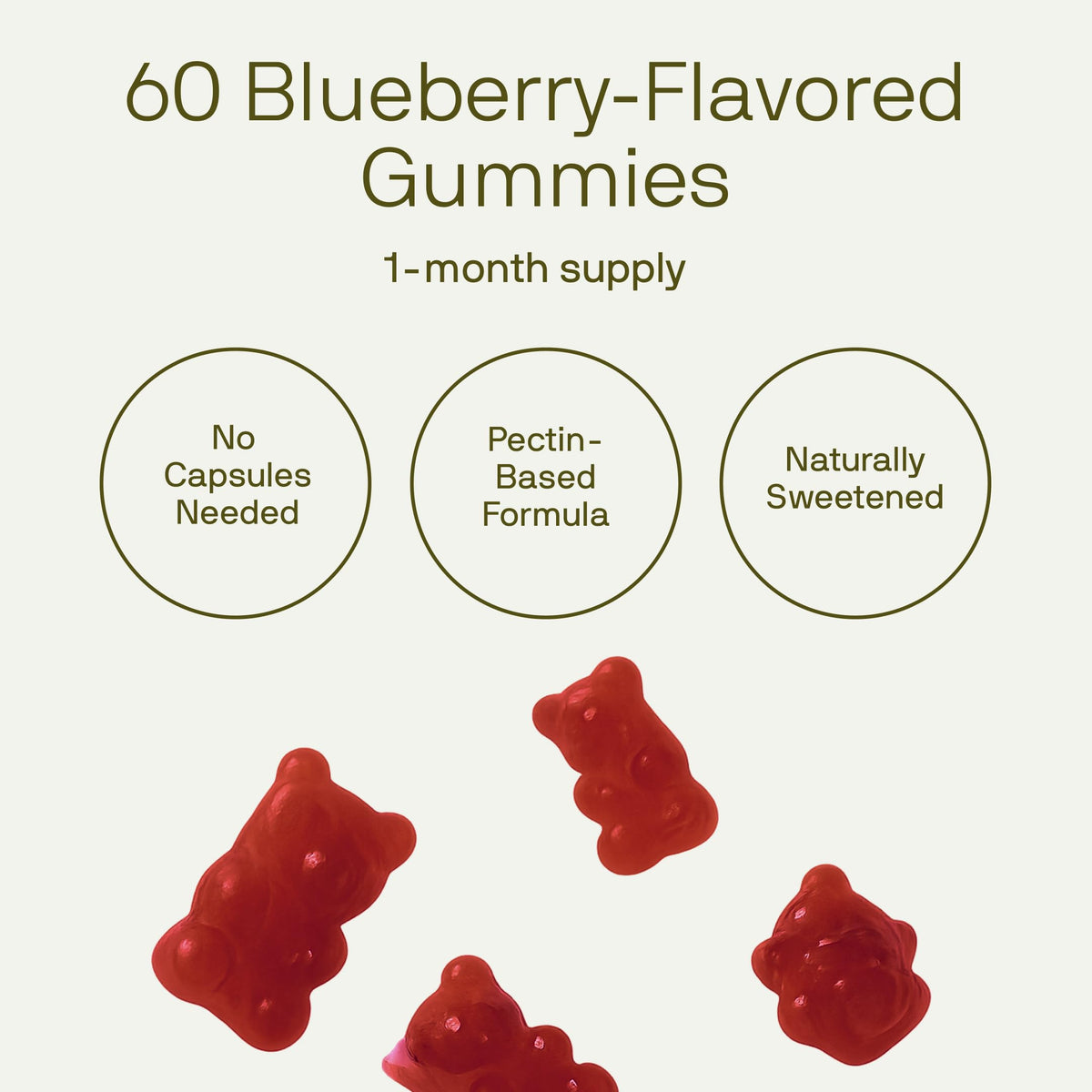 Close up view of the blueberry flavored vegan gummies showing their texture and appetizing color.