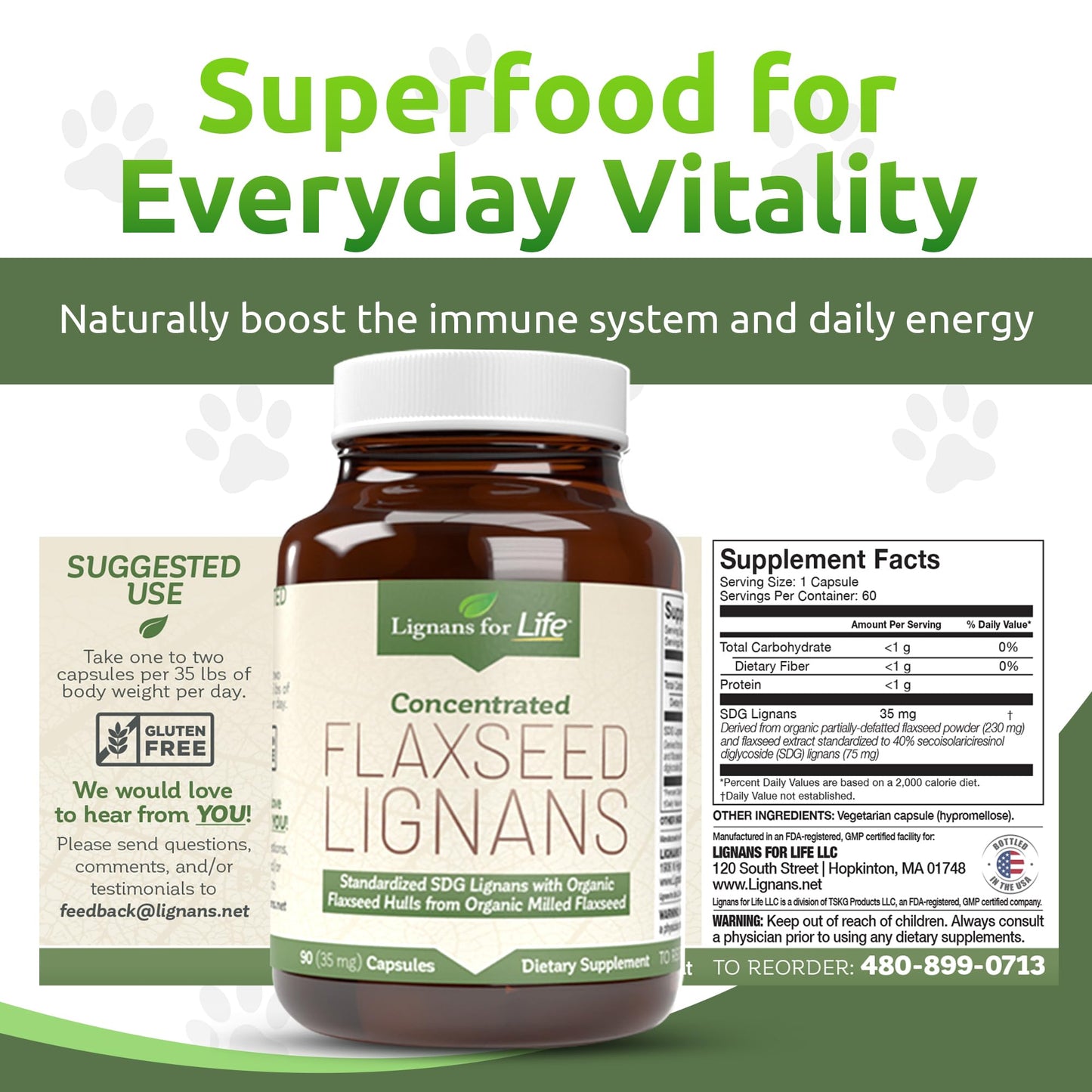 Lignans For Life 35mg SDG lignans omega 3 and fiber two bottle value pack side view