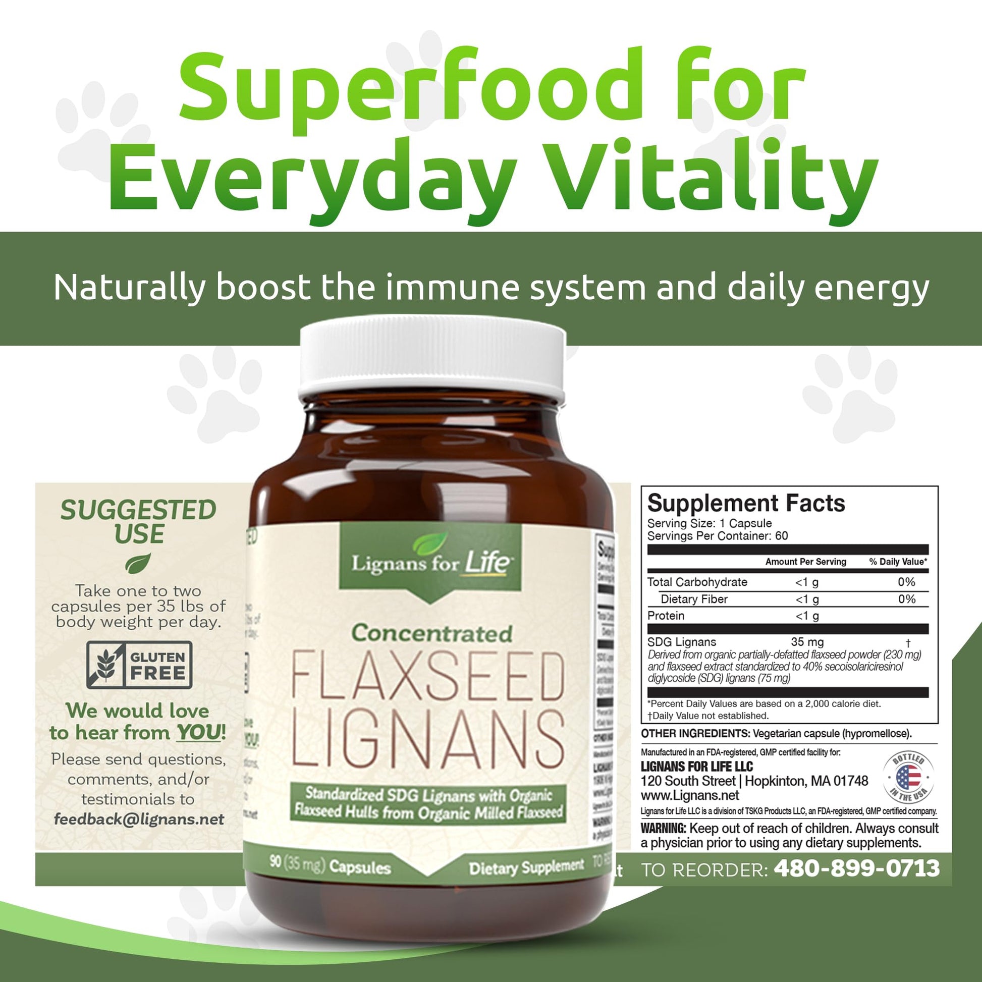 Lignans For Life 35mg SDG lignans omega 3 and fiber two bottle value pack side view