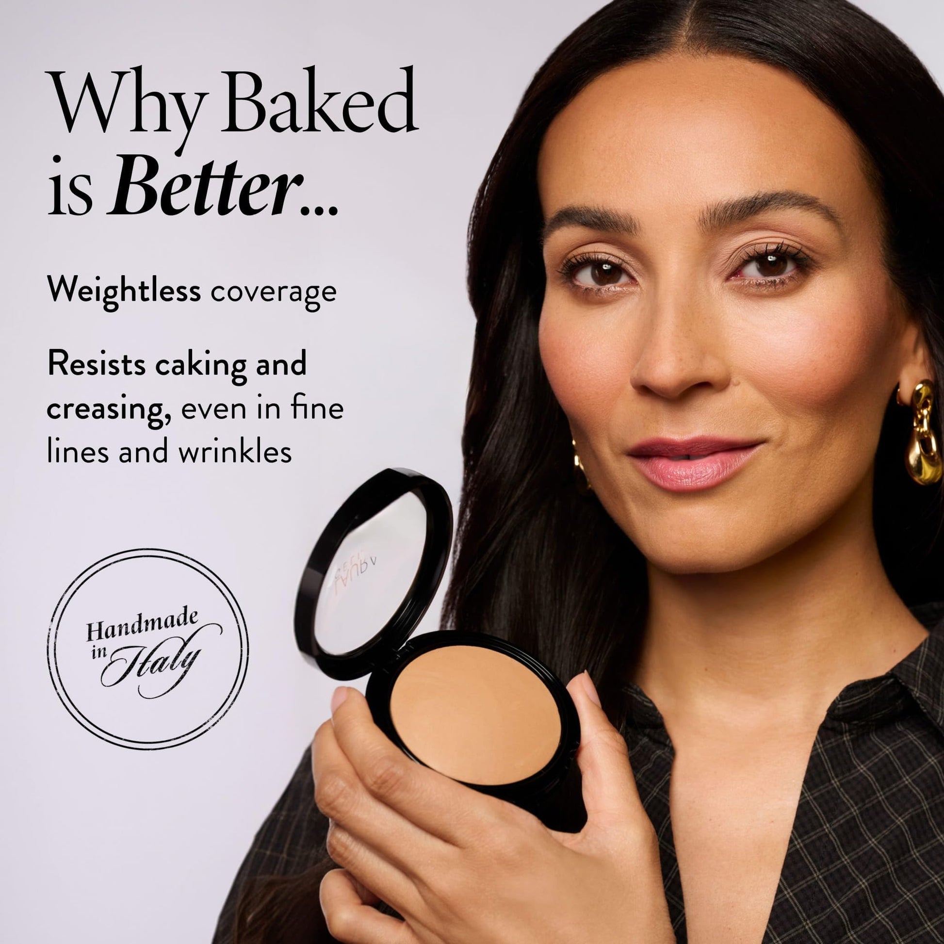 Laura Geller Double Take foundation swatched on skin demonstrating buildable medium coverage