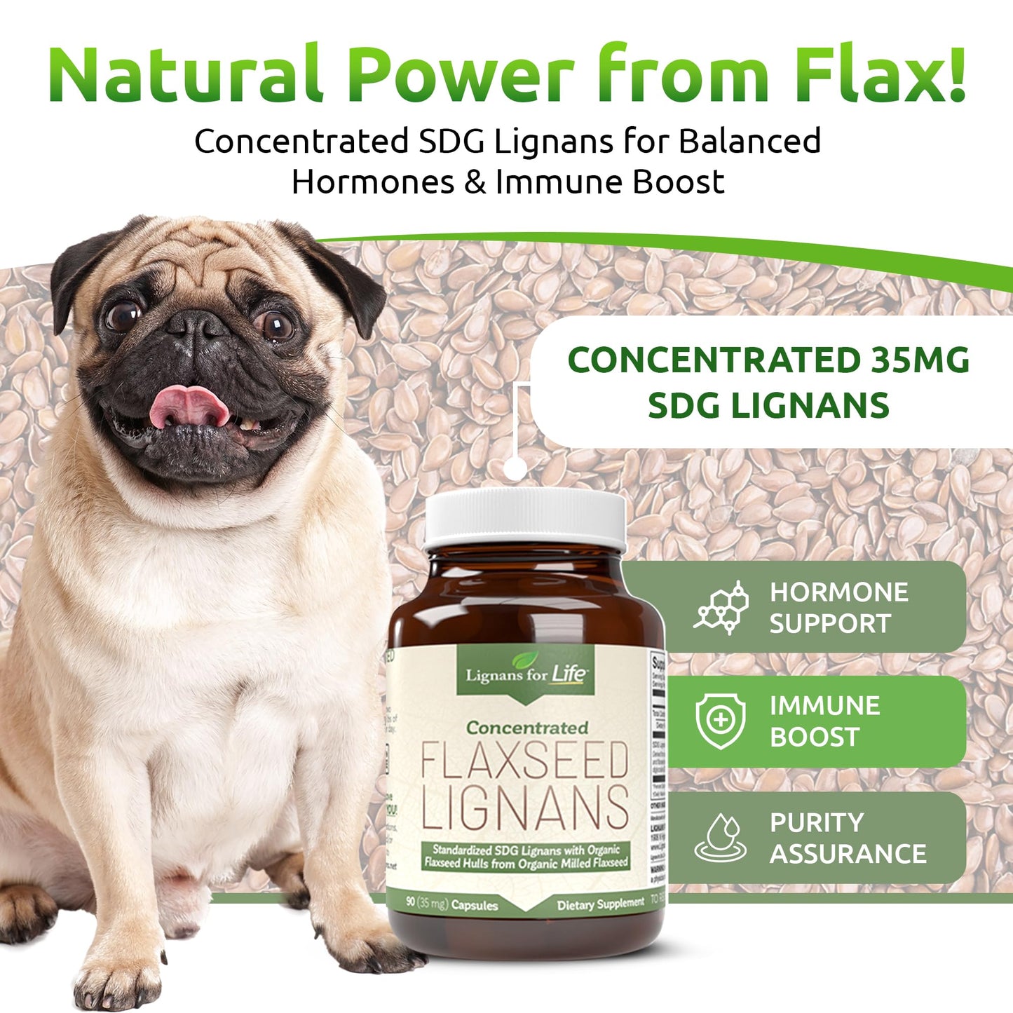 Lignans For Life flaxseed hull powder vegetarian capsules clear product view