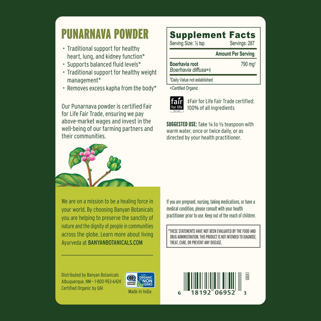 Ayurvedic Punarnava powder for kidney and liver support fluid balance dosage