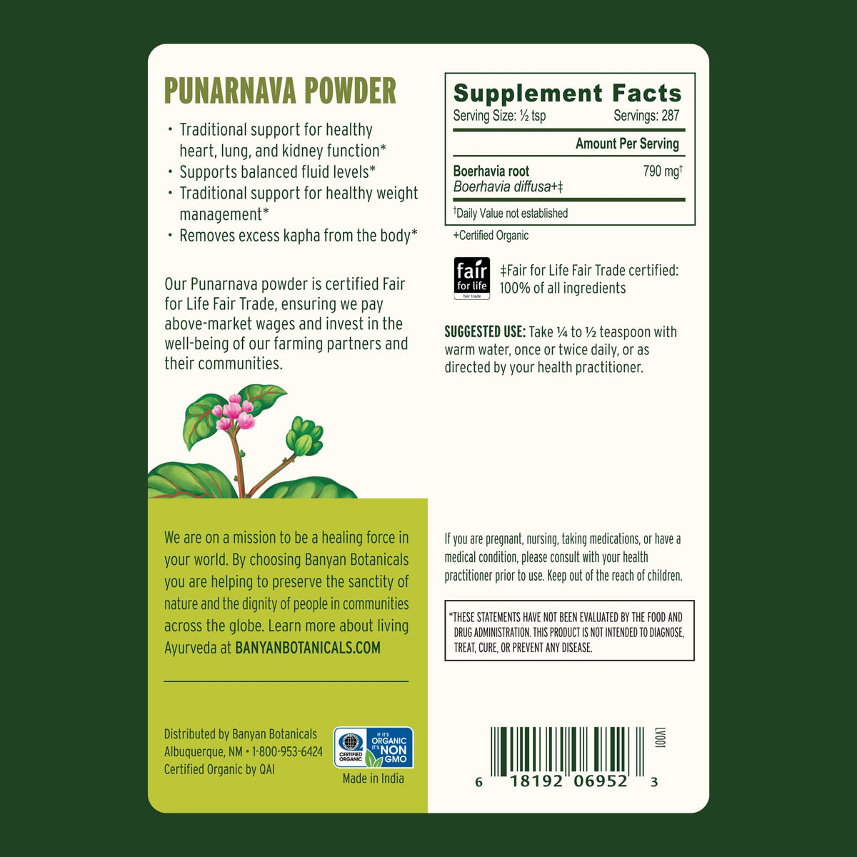 Ayurvedic Punarnava powder for kidney and liver support fluid balance dosage