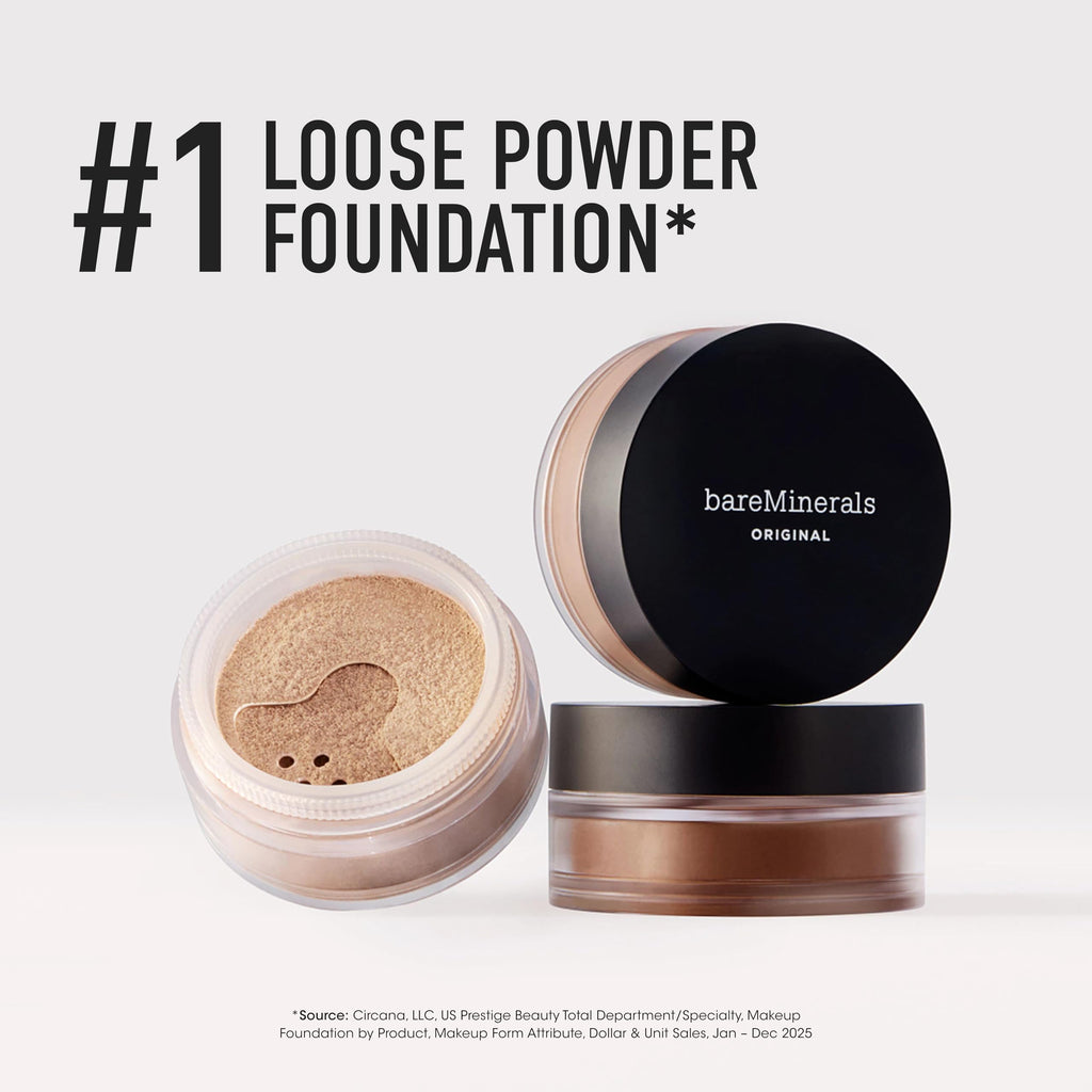 BareMinerals foundation powder product swatch on skin tone