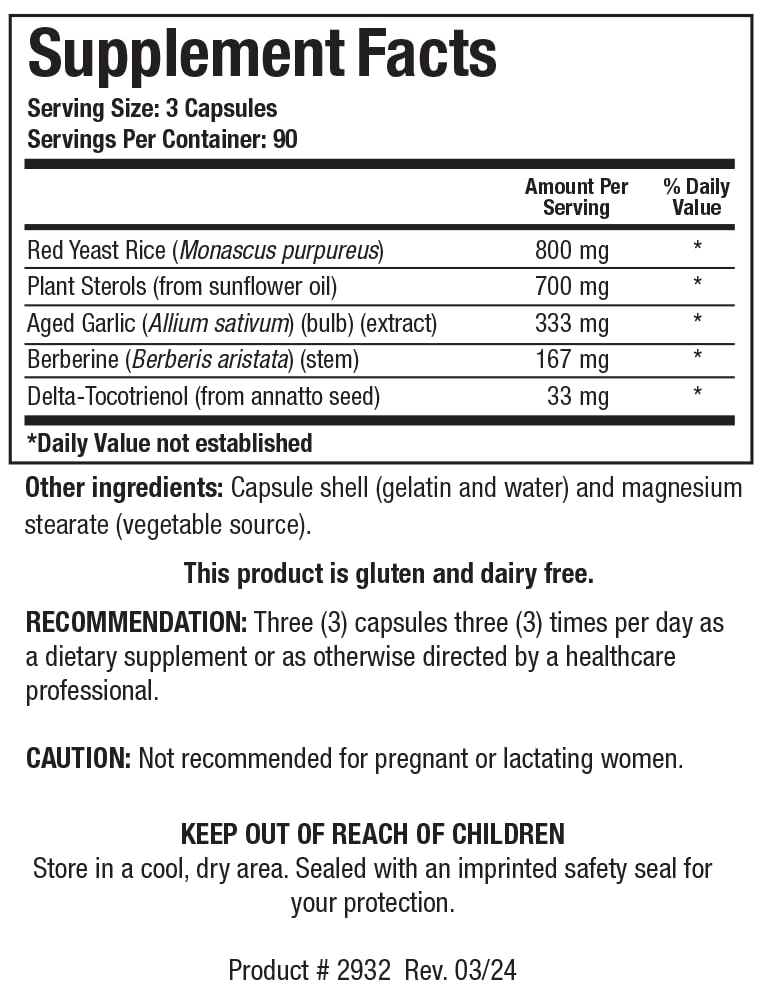 Biotics Research Cardio Lipid supplement label details