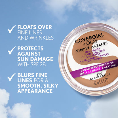 COVERGIRL Creamy Natural wrinkle defying makeup container showing ingredient list label