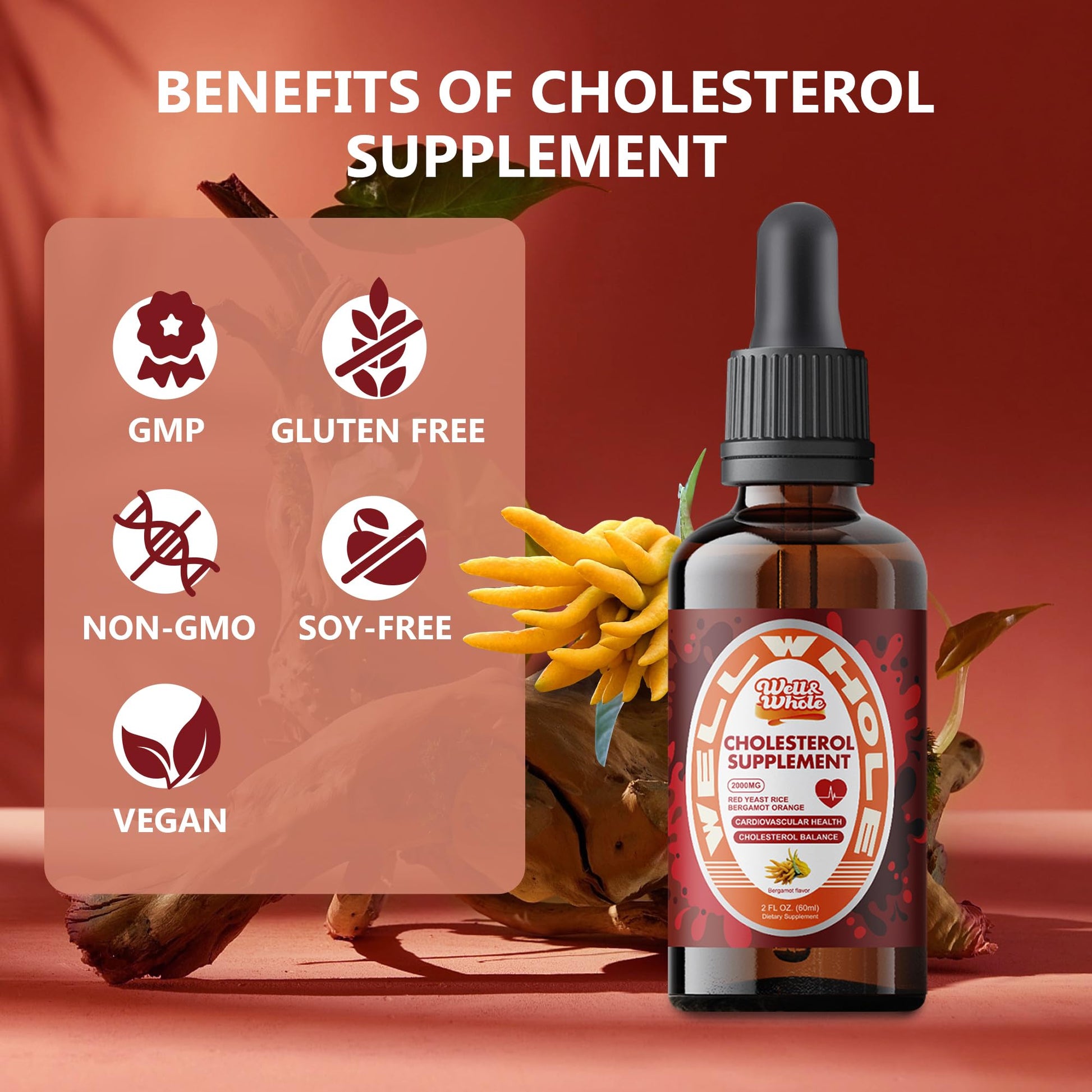 Well And Whole vegan cholesterol support liquid packaging