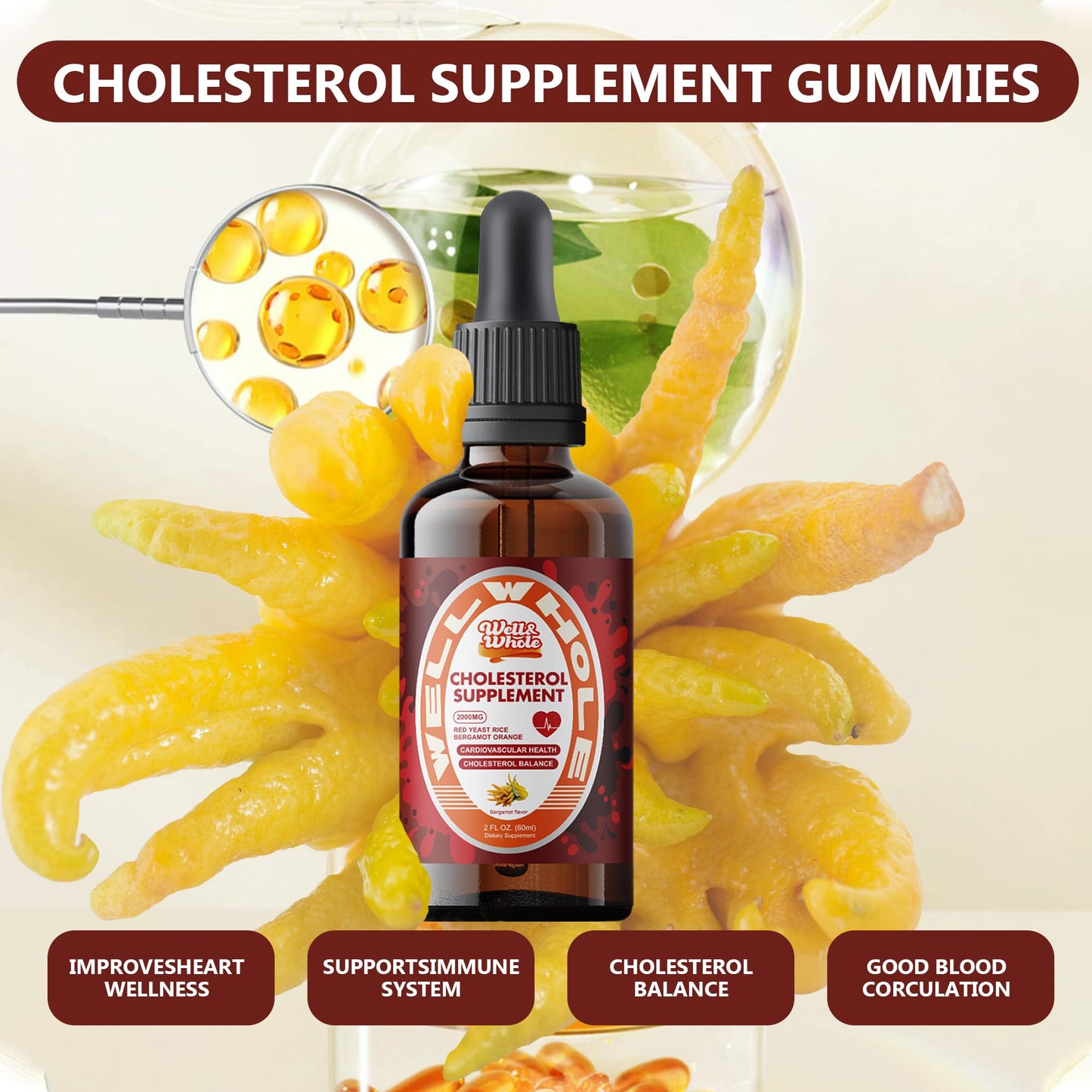 Well And Whole brand cholesterol support dietary supplement bottle