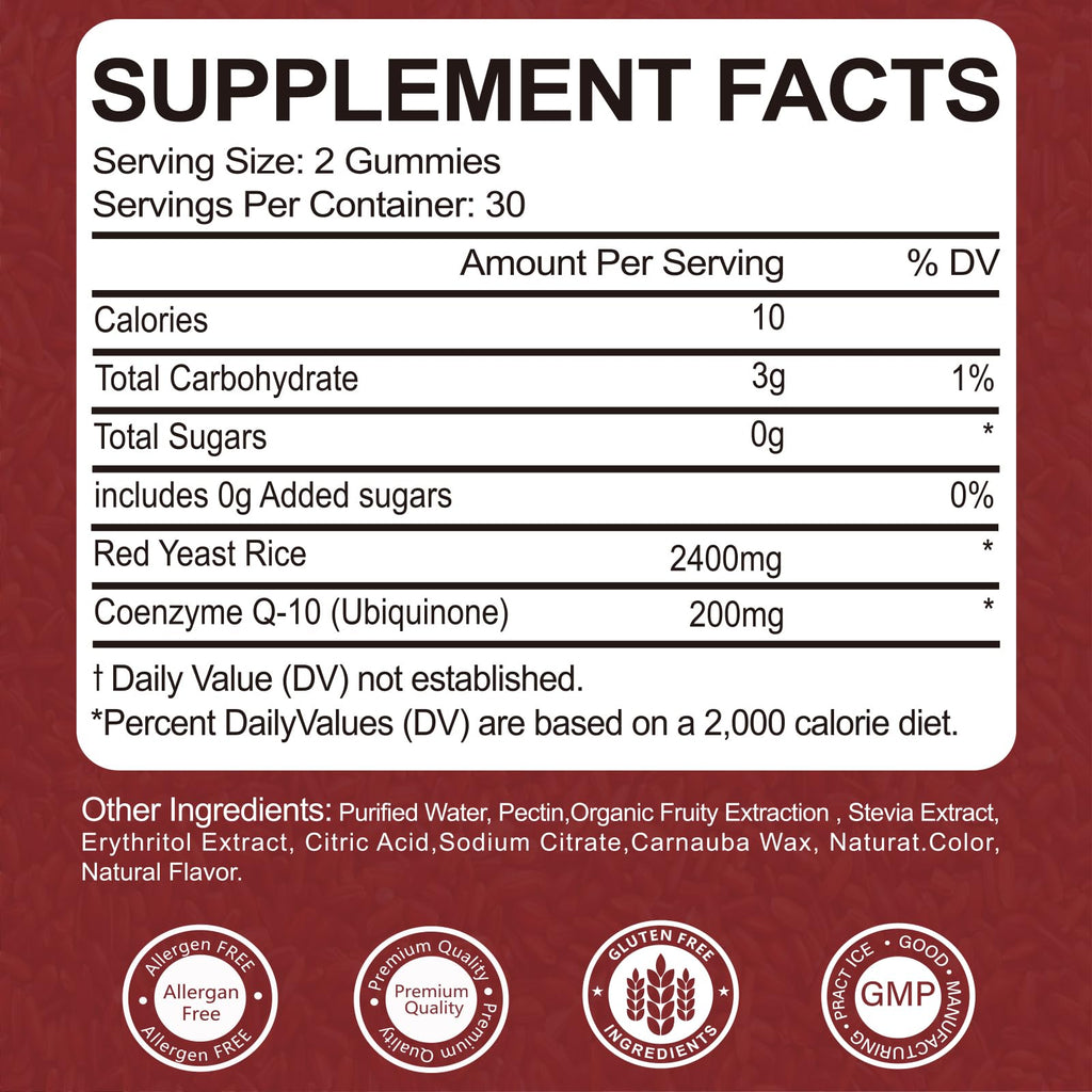 Yalei heart health gummies label details