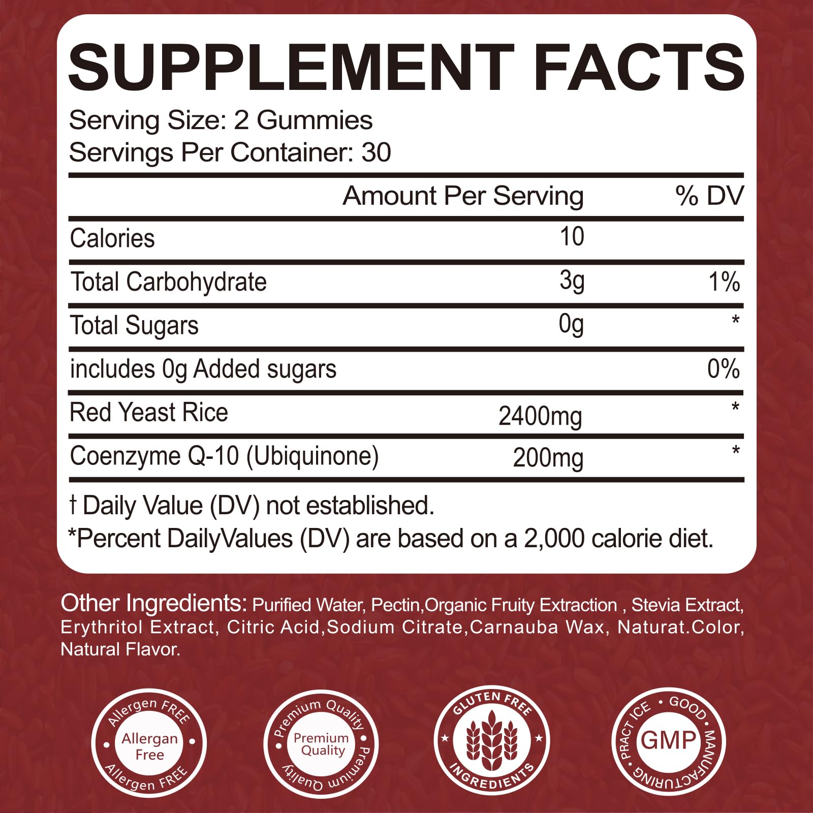 Yalei heart health gummies label details