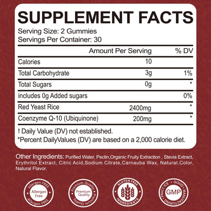 Yalei heart health gummies label details
