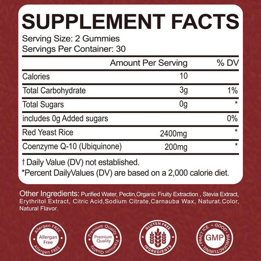 Yalei heart health gummies label details