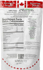 Leonflax ground flaxseed supplement packaging displaying premium red and golden Canadian flax seed benefits