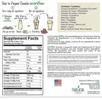 Back label of Leonflax digestive health powder detailing fourteen natural ingredients including psyllium husk and oat bran