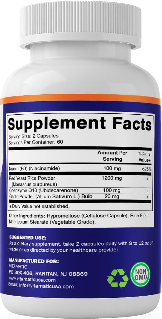 Vitamatic non-GMO Red Yeast Rice supplement bottle