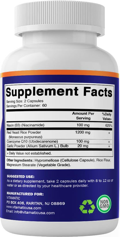 Vitamatic non-GMO Red Yeast Rice supplement bottle