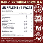 Raspberry flavored red yeast rice gummies nutritional label
