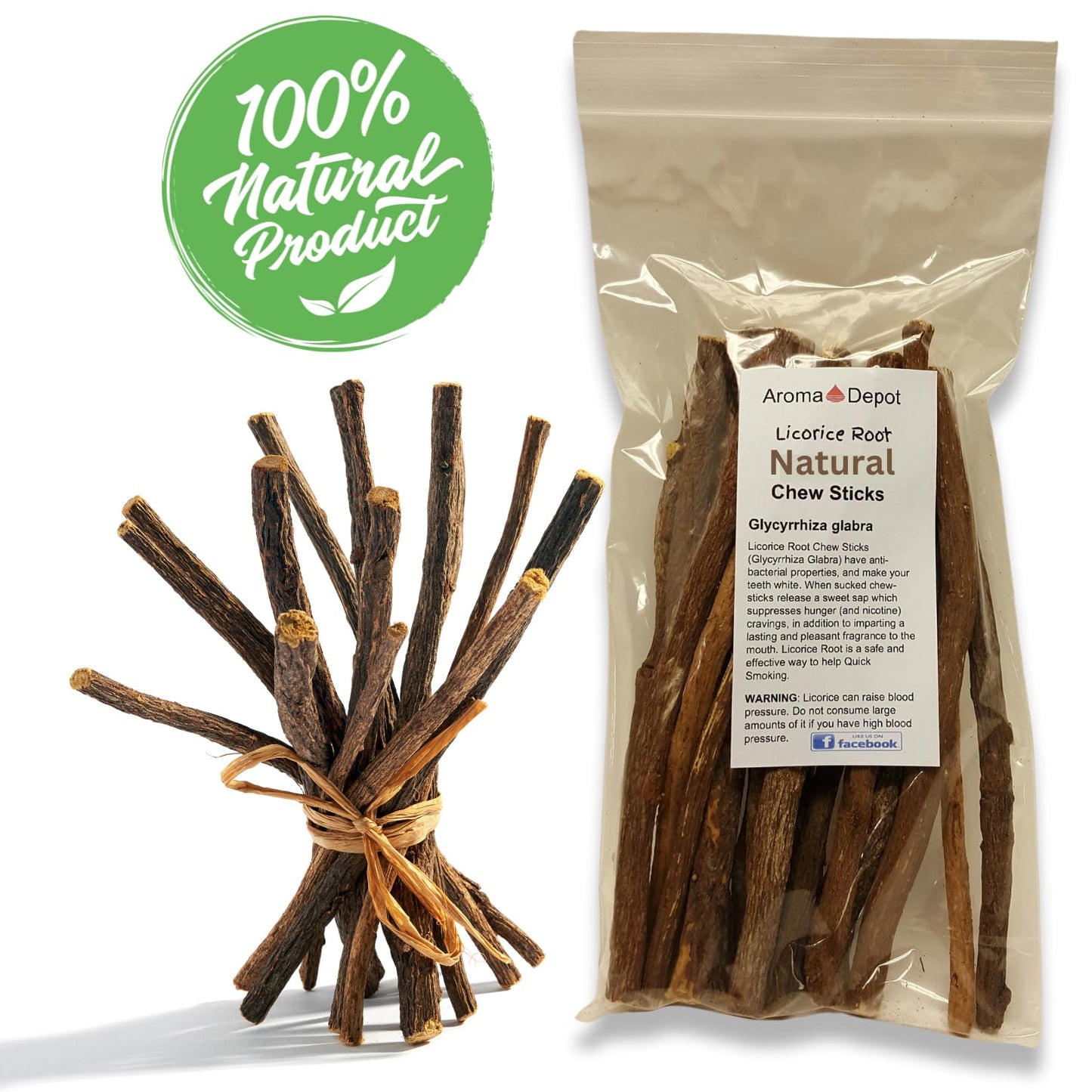 Aroma Depot licorice sticks showing 6.5 to 7 inch length