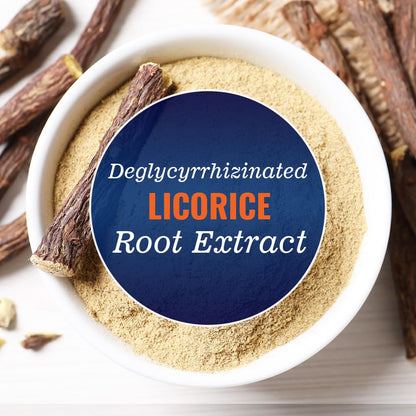 Side view of Vitamatic DGL Licorice bottle showing supplement details