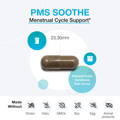 Side view of Xymogen PMS Soothe herbal supplement packaging