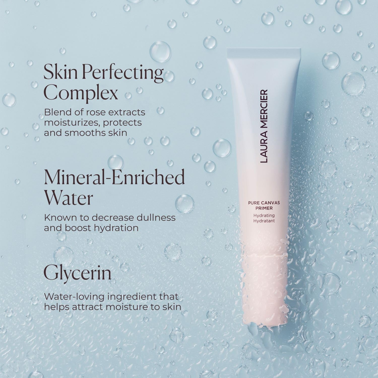 Applying Laura Mercier Pure Canvas Primer on clean skin