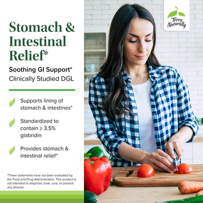 Close up of Terry Naturally DGL vegan capsules
