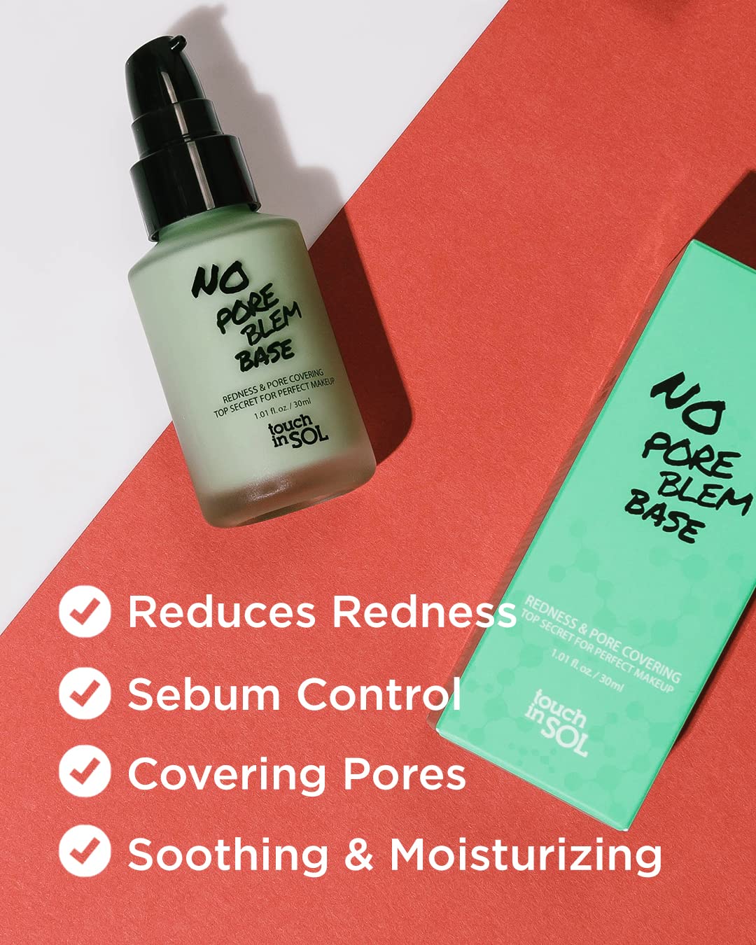 Touch In Sol No Pore Blem Primer pump applicator close up